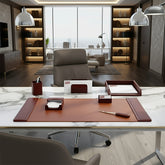 Mocha Leather Desk Set, 7pc